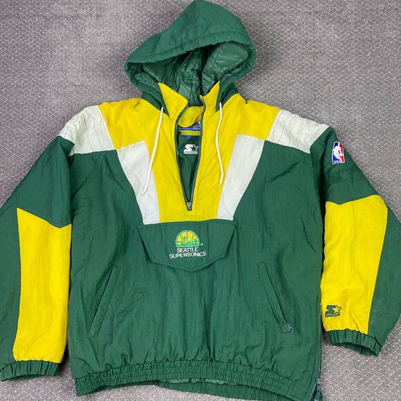 Vintage 90s Starter Seattle Supersonics Jacket Men's XL Pullover Puffer Parka - Picture 1 of 13